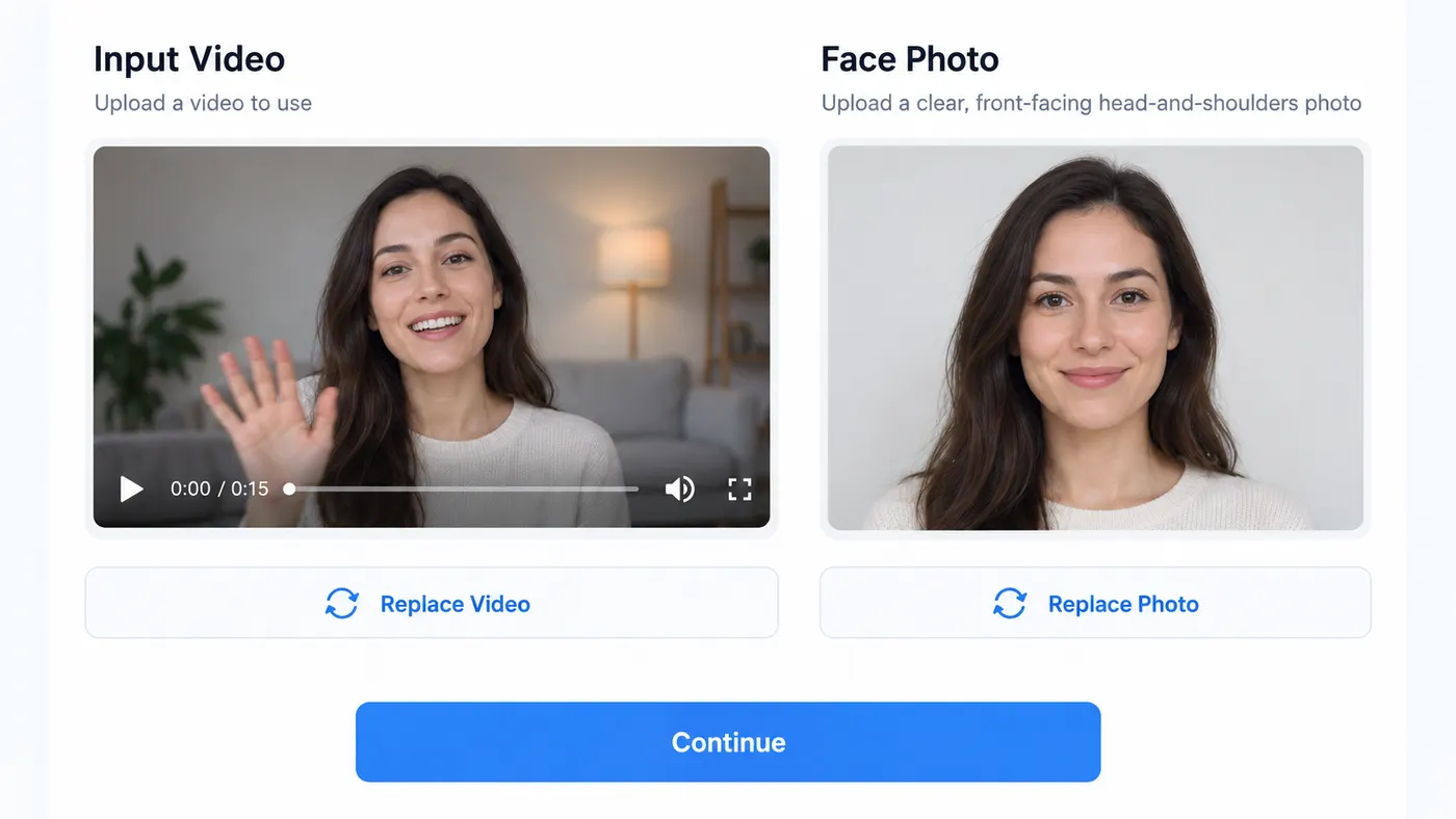 Upload the face photo to swap into the video